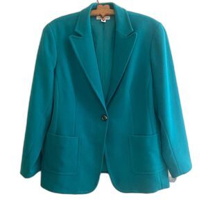 Coldwater Creek Turquoise Blue Single Button Classic Blazer Office Preppy Siz 18